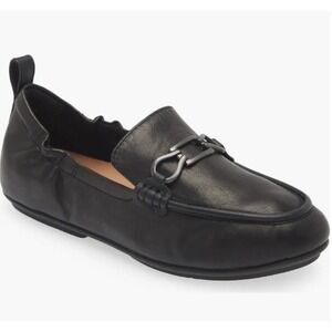 FitFlop Black Leather Loafer with Metal Bit